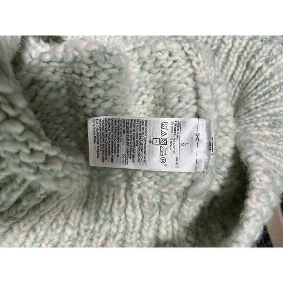 Gap Wool Blend Knit Sweater Womens L Marled Mint Color Boxy Crew Neck Crop - Picture 5 of 7